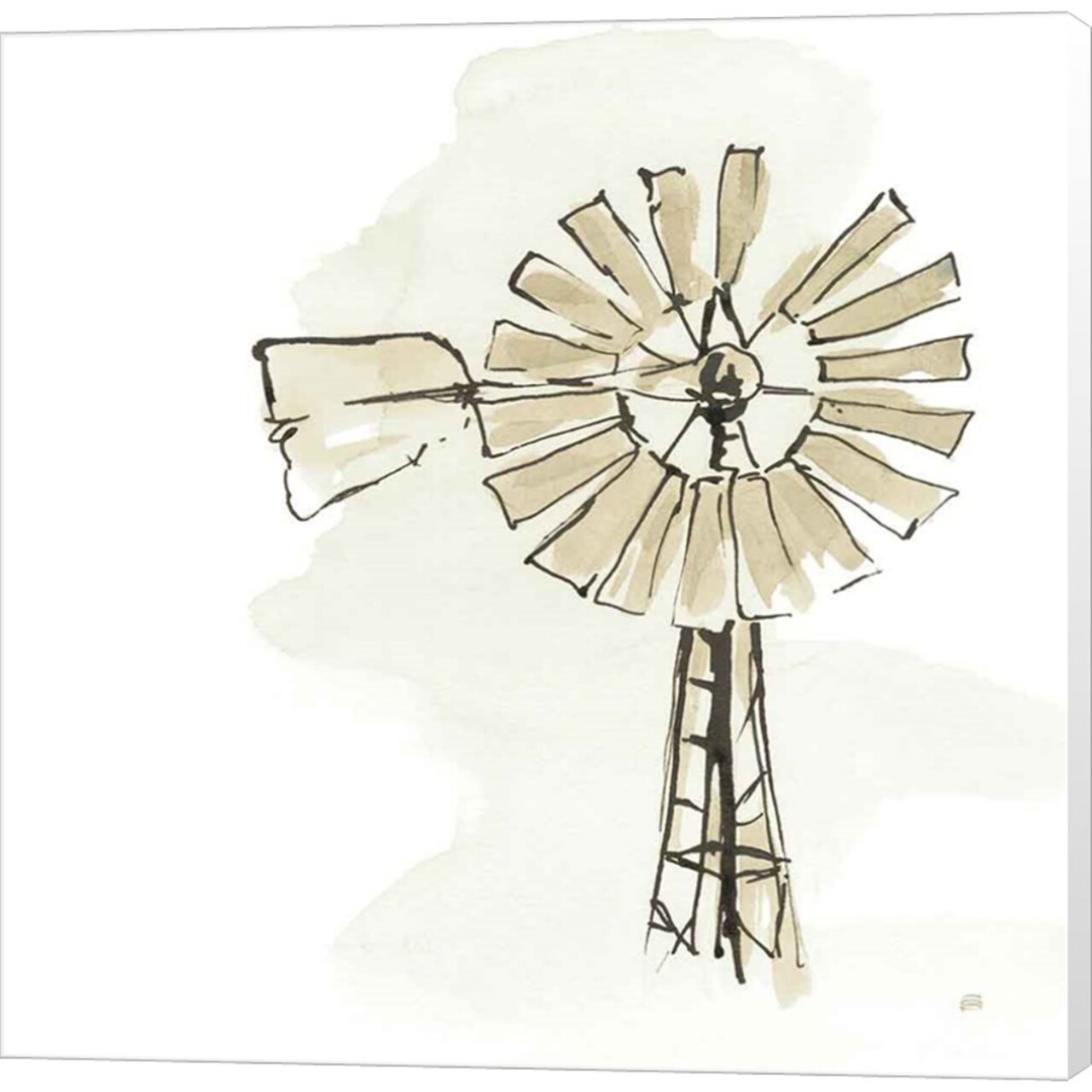 Windmill I Neutral by Chris Paschke 12" x 12" Canvas Wall Art